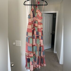 NWOT patchwork halter dress